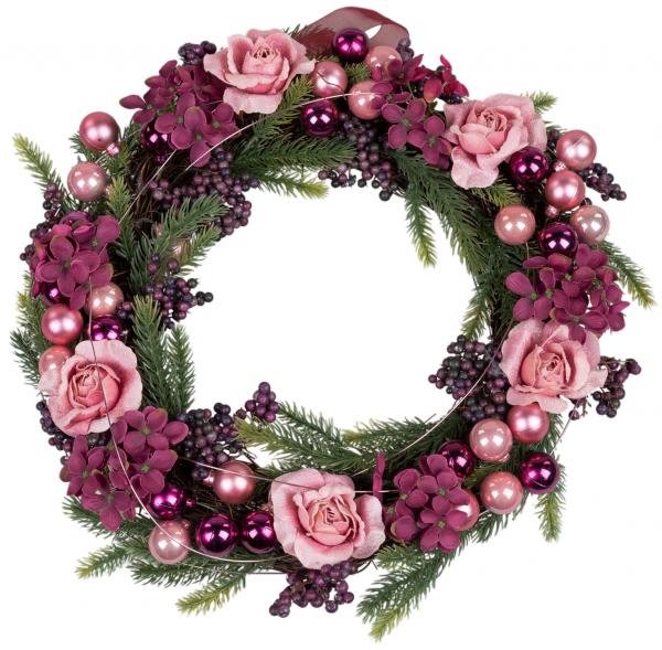 Weihnachtskranz Weihnachtsdeko-Kranz Adventskranz rosa violett grün Ø 38 cm