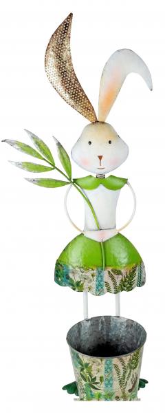 XXL Deko-Hase Osterhase mit Blumentopf Pflanzgefäß grün stehend 82 cm