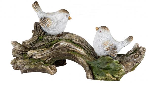 Deko-Figur Vogel-Paar auf einem Ast braun weiß 46 x 50 cm