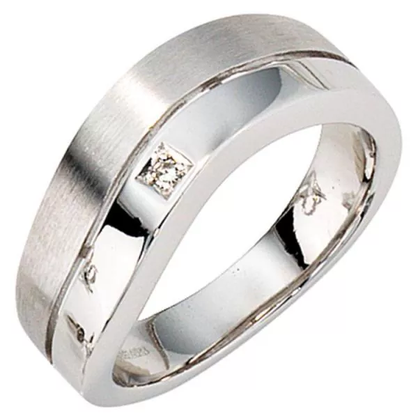 Damen Ring 585 Gold Weißgold 1 Diamant 0,01ct. Weißgoldring
