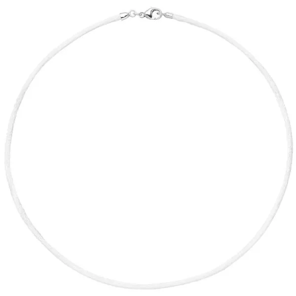 Collier Halskette aus Seide in weiß 42 cm, Verschluss 925 Silber