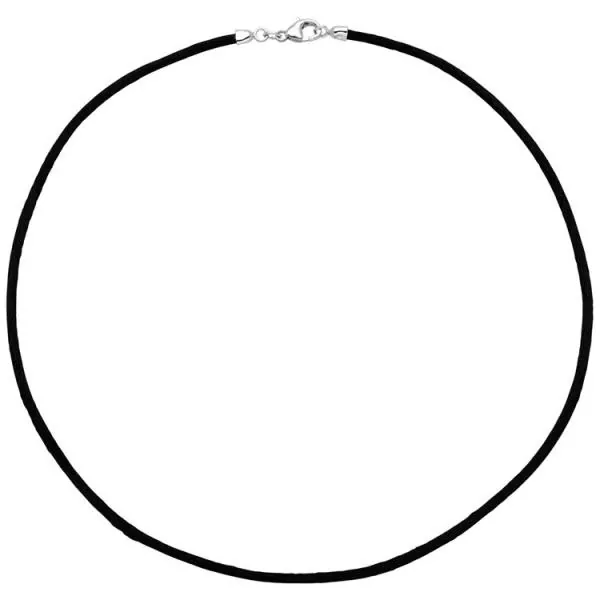 Collier Halskette aus Seide schwarz 2,8 mm 42 cm, Verschluss 925 Silber
