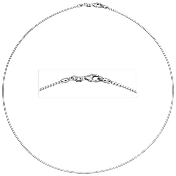 Halsreif aus 585 Weißgold 1,2 mm 45 cm Halskette