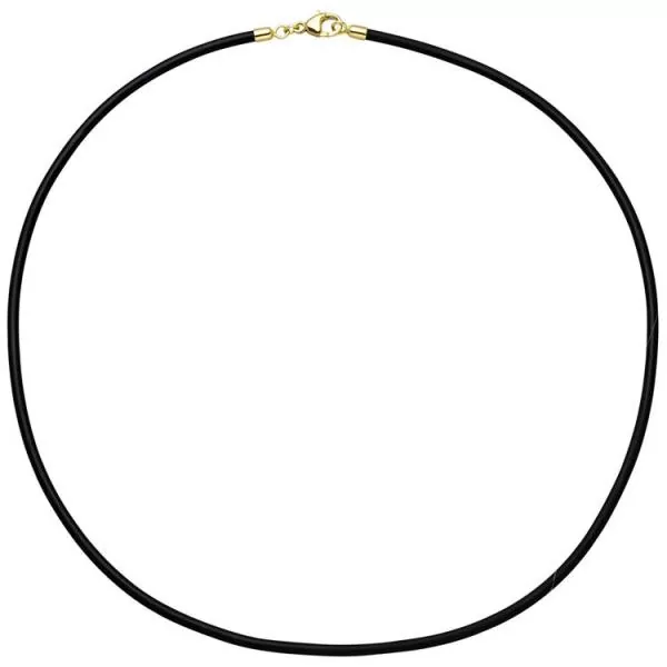 Halskette aus Kautschuk schwarz mit 333 Gelbgold 3 mm 45 cm