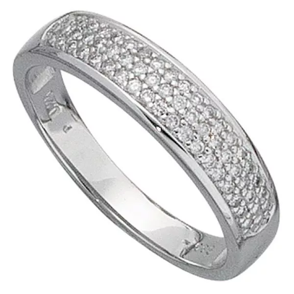 Damen Ring 585 Gold Weißgold, 50 Diamanten 0,25ct.