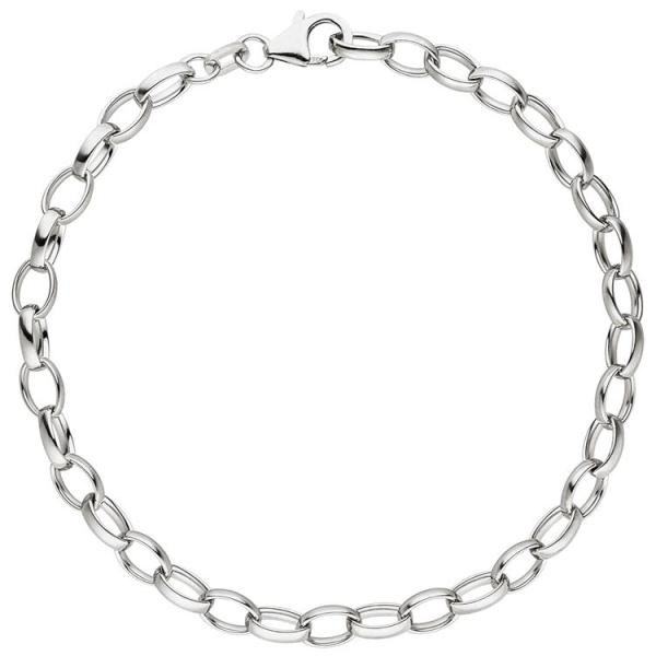 Armband 925 Sterling Silber rhodiniert 21 cm - 5 mm Karabiner