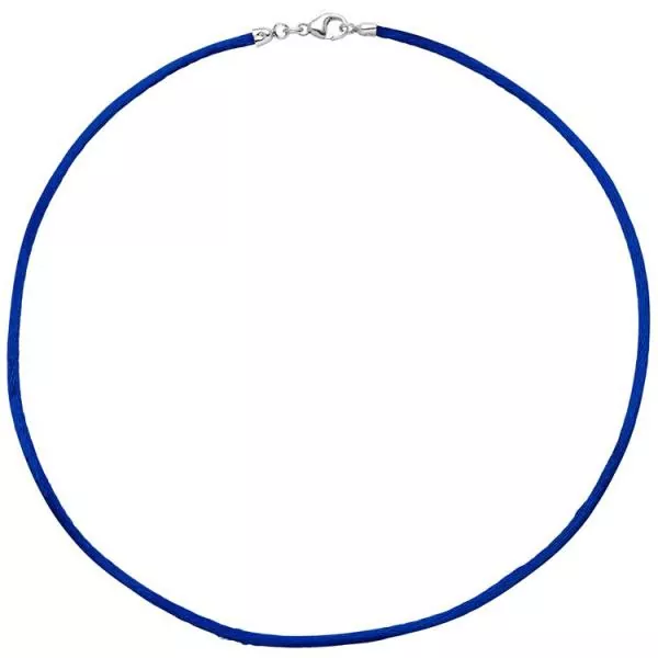 Collier Halskette aus Seide blau 2,8 mm 42 cm, Verschluss 925 Silber
