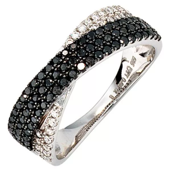Damen Ring 585 Gold Weißgold mit Diamanten 0,67ct.