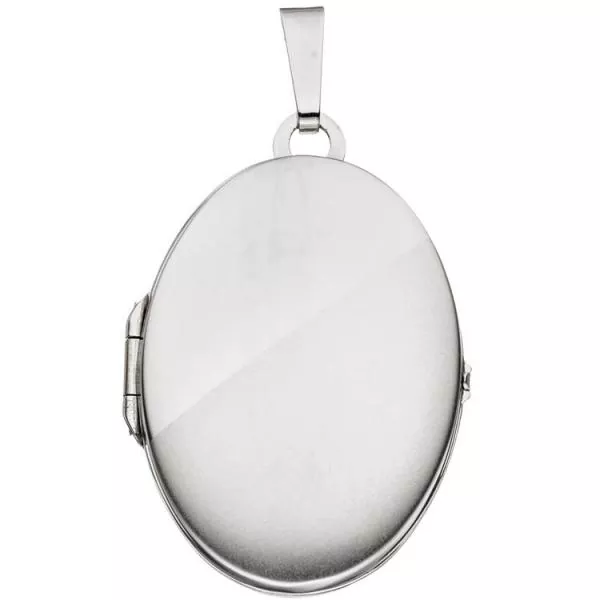 Medaillon oval 585 Gold Weißgold mattiert Anhänger zum Öffnen