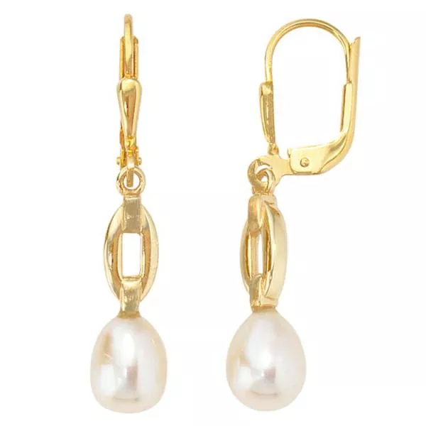 Boutons aus 333 Gelbgold mattiert 2 Süßwasserperlen