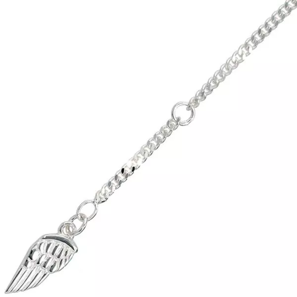 Fußkettchen Fußkette Flügel 925 Sterling Silber rhodiniert Federring