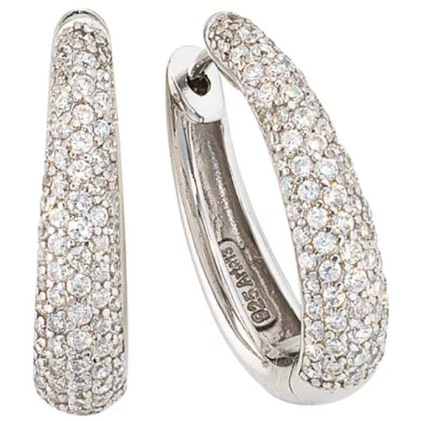 Creolen oval aus 925 Silber mit Zirkonia 24 mm