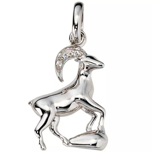 Anhänger Sternzeichen Steinbock aus 925 Silber mit Zirkonia