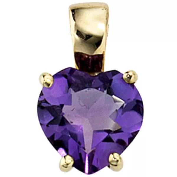 Anhänger Herz 333 Gold Gelbgold 1 Amethyst lila violett HerzAnhänger