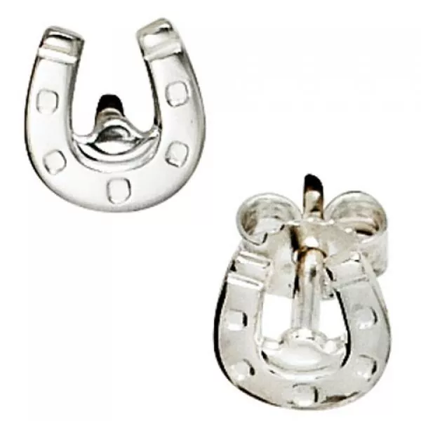Kinder Ohrstecker Hufeisen 925 Silber Ohrringe Glücksbringer Kinderohrringe