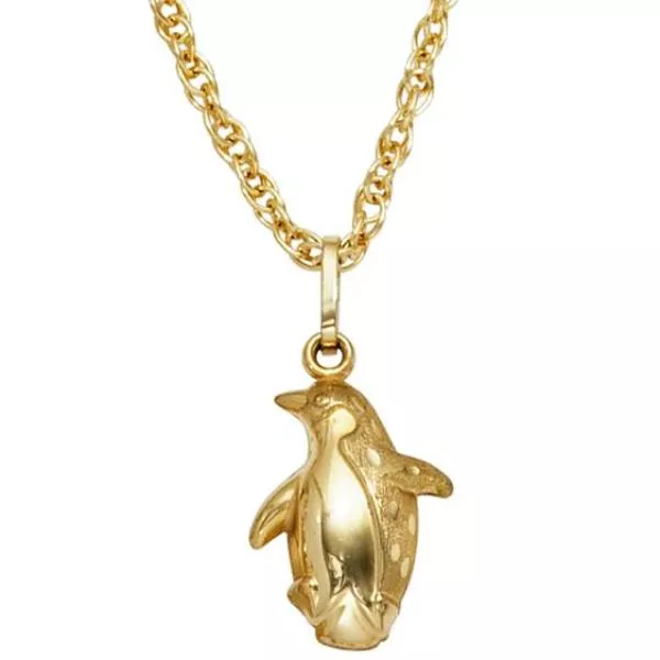 Kinder Anhänger Pinguin 333 Gold Gelbgold teil matt Kinderanhänger