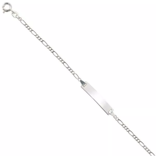 Schildband 925 Sterling Silber rhodiniert 16 cm Gravur ID Armband Federring