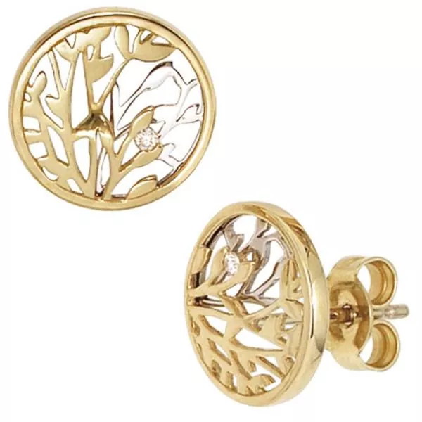 Ohrstecker aus 585 Gelb- Weißgold mit 2 Diamanten Brillanten