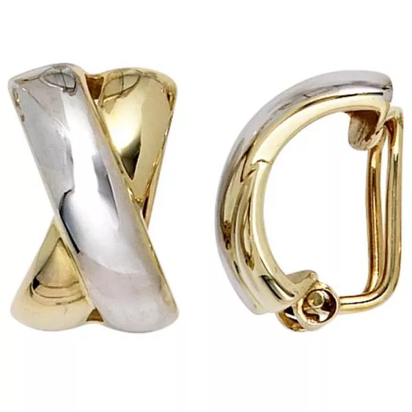 Ohrclips aus 333 Gold Gelbgold bicolor Ohrringe
