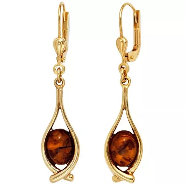 Boutons aus 375 Gold Gelbgold 2 Bernsteine