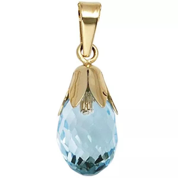 Anhänger Tropfen 333 Gold Gelbgold 1 Blautopas blau Gold Anhänger