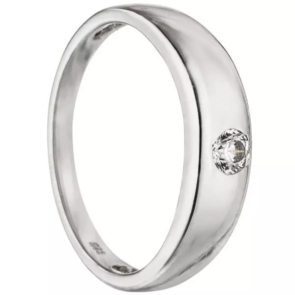 Kinder Taufring 925 Sterling Silber rhodiniert 1 Zirkonia Taufanhänger