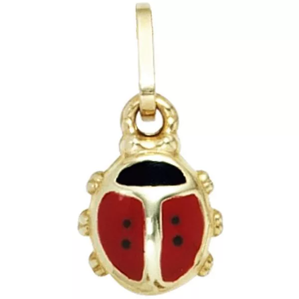 Kinder Anhänger Marienkäfer rot 333 Gold Gelbgold Kinderanhänger