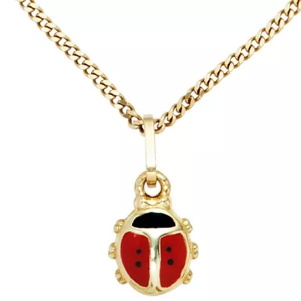 Kinder Anhänger Marienkäfer rot 333 Gold Gelbgold Kinderanhänger