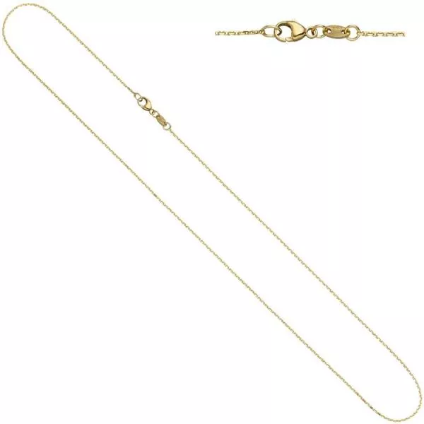 Ankerkette 585 Gelbgold diamantiert 0,6 mm 42 cm Halskette