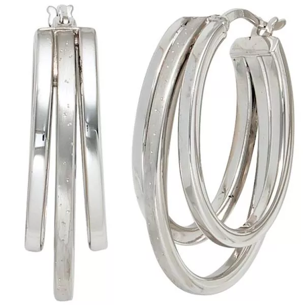 Creolen aus 925 Silber, rhodiniert und teilmattiert