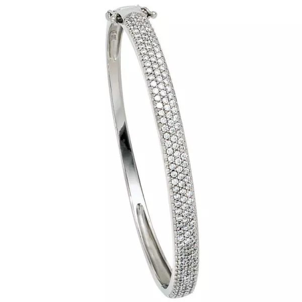Armreif Armband 925 Sterling Silber mit Zirkonia Klappverschluss