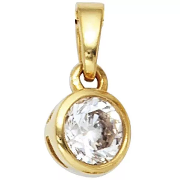 Vergoldeter Anhänger mit Zirkonia, Silber