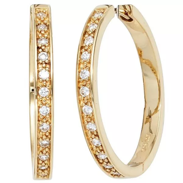 Creolen aus 925 Silber vergoldet mit 24 Zirkonia