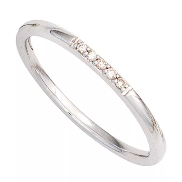Damen Ring 585 Gold Weißgold 5 Diamantengoldring