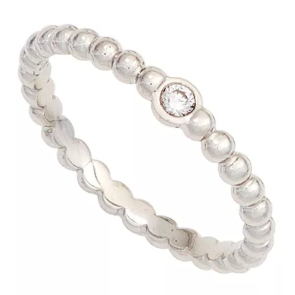 Damen Ring Kugel 950 Platin 1 Diamant Brillant 0,05ct. Kugelring