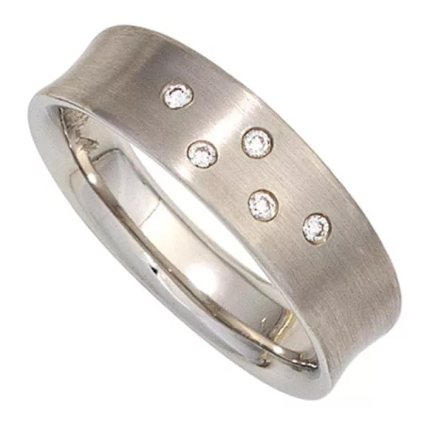 Damen Ring 950 Platin matt 5 Diamanten 0,06ct. Platinring