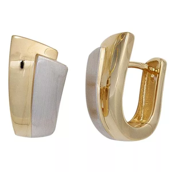 Creolen aus 585 Gelbgold, teilrhodiniert und teilmattiert