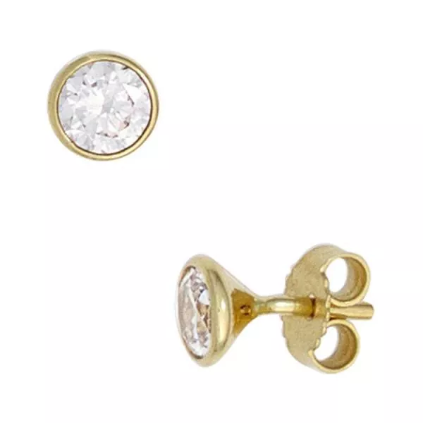 Ohrstecker aus 333 Gold mit Zirkonia, rund