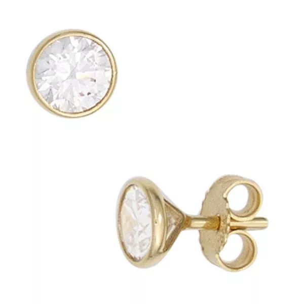 Ohrstecker aus 333 Gold mit Zirkonia rund