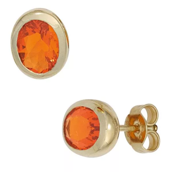 Ohrstecker aus Gelbgold mit 2 Feueropalen