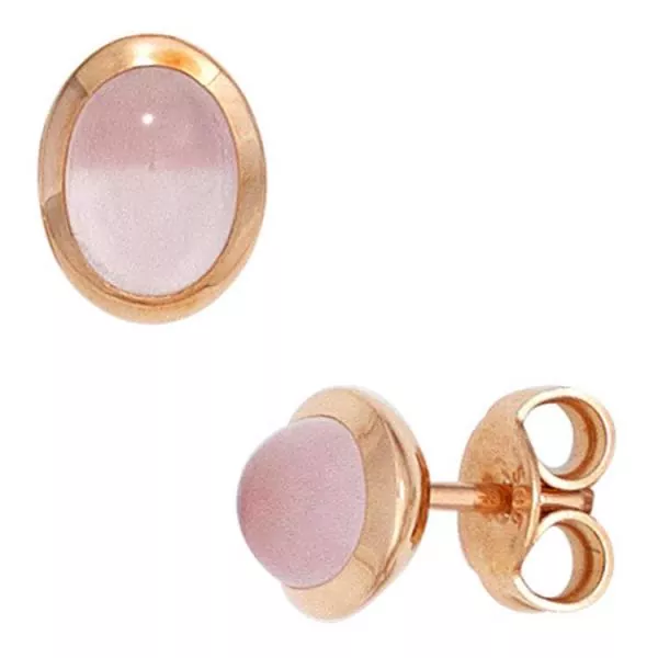 Ohrstecker aus 585 Rotgold mit Rosenquarz