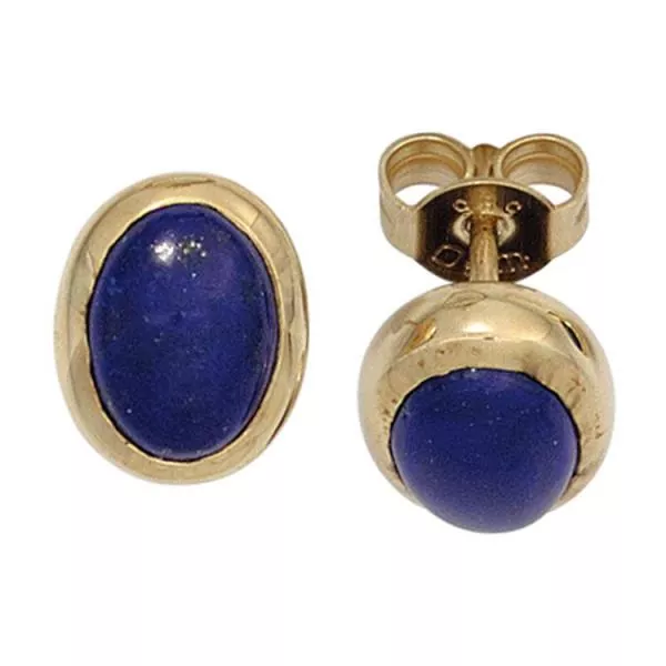 Ohrstecker aus Gelbgold mit 2 blauen Lapislazuli
