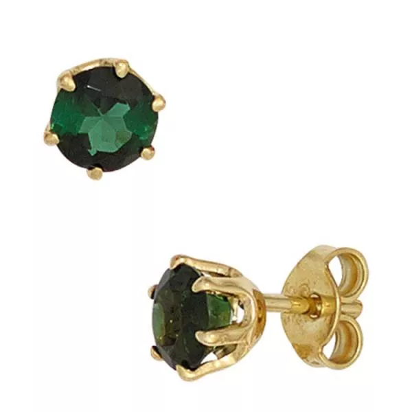 Ohrstecker aus Gelbgold, 2 Turmaline