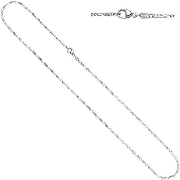Figarokette aus 585 Weißgold 1,7 mm 45 cm