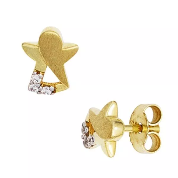 Kinder Ohrstecker Engel Schutzengel 333 Gold mattiert 6 Zirkonia