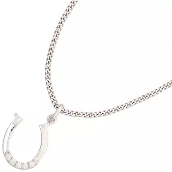 Kinder Anhänger Hufeisen 925 Sterling Silber 5 Zirkonia Kinderanhänger