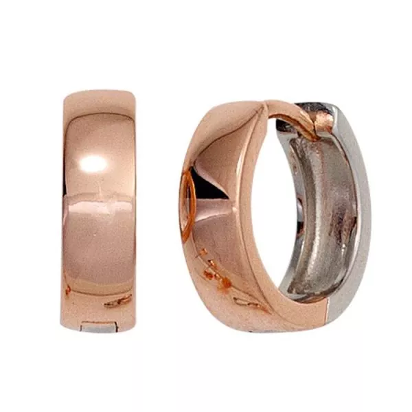 Creolen rund aus 925 Sterling Silber teilrotvergoldet Ohrringe