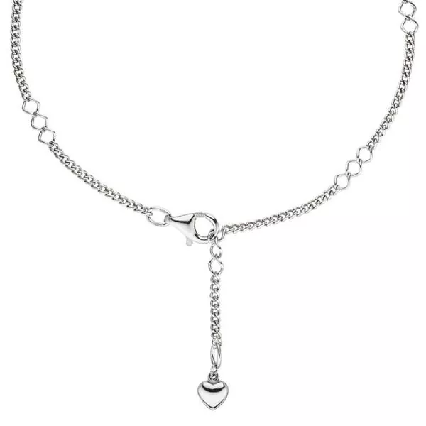 Fußkettchen Fußkette Herz 925 Sterling Silber rhodiniert 27 cm Karabiner