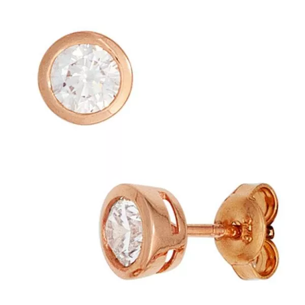 Ohrstecker aus Silber rotvergoldet mit Zirkonia