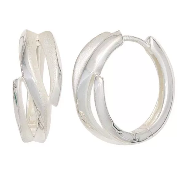 Creolen aus 925 Silber, rhodiniert, teilmattiert